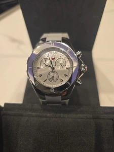  Michele Jelly Bean Large Tahitian Grey Silver Watch MWW12F000092 TPK1869638 EUC - Picture 1 of 7