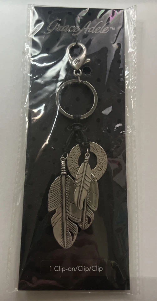 Grace Adele Amuleto Plata Dijes Clip En Llavero Cartera Bolso Plumas Foto 1 de 4