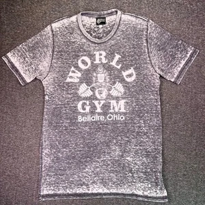 World Gym Shirt Herren Medium M grau Gorilla Barbell Grafik Tee Bellaire Ohio T - Bild 1 von 14