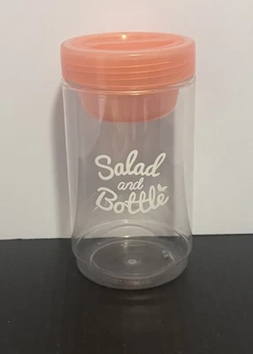 Komax Salad Bottle Container, Pink Salmon Color Lid Salad Dressing Cup Holder - Image 1 of 4