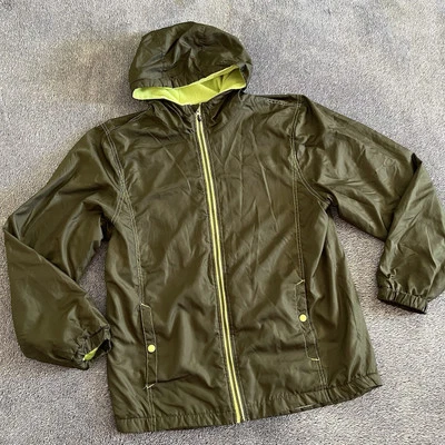 Китовый хвост ветровка флис с подкладкой с капюшоном куртки зеленый полный молнии Sz средний читать - Изображение 1 из 4