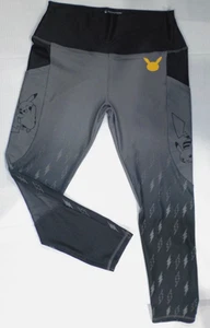 POKEMON CENTER Pikachu Gray 7/8 Length Leggings Breathable Mesh Adult XL (L@@K) - Picture 1 of 19