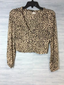 Billabong cheetah print longsleeve crop top size small 0813265 - Picture 1 of 4