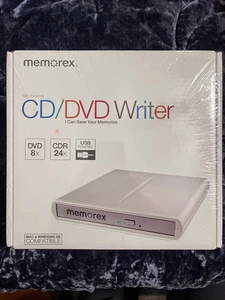NEW Memorex Slim External CD/DVD Writer, DVD 8X, CDR 24X USB Powered Mac Windows - Picture 1 of 1