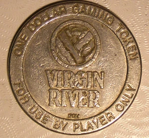 DE COLECCIÓN VIRGIN RIVER CASINO MEZQUITE NEVADA $1 FICHA TRAGAMONEDAS PARA JUEGOS - Imagen 1 de 2