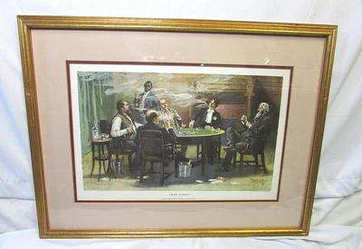 De colección 1896 Thulstrup A Bluff In Chicago escena de póker impresión enmarcada Truth Company Foto 1 de 4