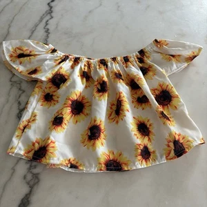 Yellow and orange sunflower print off the shoulder top Girls Size 4t - Picture 1 of 3