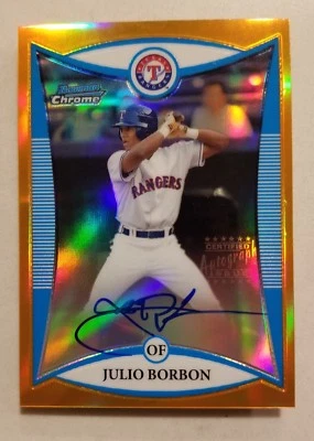 2008 BOWMAN CHROME DRAFT JULIO BORBON AUTO ORANGE REFRACTOR #'D 11/25 BCP122 - Image 1 of 4
