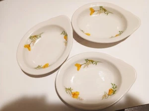 3-TEILIGES SET SYRAKUS PORZELLAN SANTA FE EISENBAHN KALIFORNIEN MOHN 5,75 ZOLL OVALE BÄCKER - Bild 1 von 4