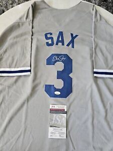 Steve Sax Autographed/Signed Jersey JSA COA Los Angeles Dodgers LA
