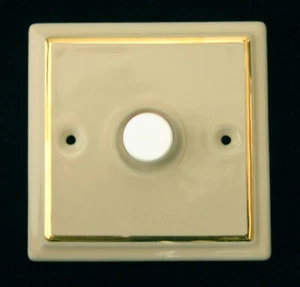 1 x Classic Cream Single Goldline Porcelain Dimmer Switch - Picture 1 of 3
