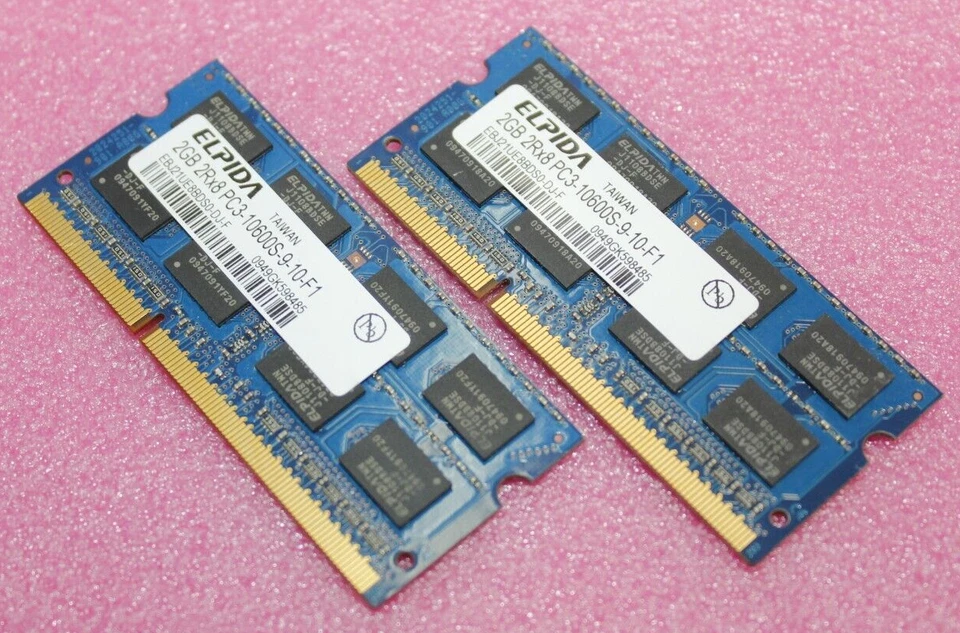 Elida 4GB (2X2GB) 2Rx8 PC3-10600S DDR3 Laptop Memory Ram EBJ21UE8BDS0-DJ-F - Image 1 of 1