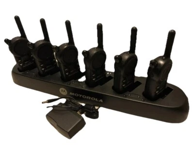 6 Motorola CLS1413 UHF Radios Walkie Talkies 4-Channe with 6 Multi-Unit Charger  - Image 1 of 4