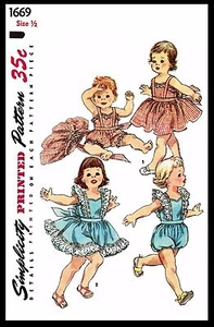 SIMPLICITY 1669 Kleinkind Baby Mädchen Strampler SPIELANZUG Sonnenanzug Schnittmuster ~1/2~ - Bild 1 von 3