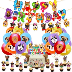 38Pcs Pet Dog Theme Backdrop Banners Balloons Birthday Party Decorations - Picture 1 of 6