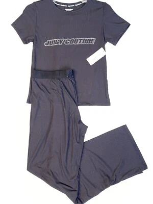 Juicy Couture Black Bling JC Sleepwear 2 Pc Pajama Set Size Medium - Image 1 of 2