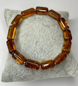 Natural AMBER STONE BRACELET.COGNAC AMBER BRACELET.Cylinder Shape Amber Bracelet - Picture 1 of 13