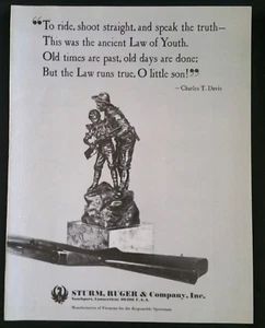 Pubblicità Sturm, Ruger & Company Inc. Charles T. Davis 1976 citazione pagina completa - Foto 1 di 1