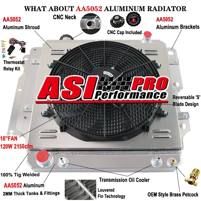 For 1987-2006 Jeep Wrangler TJ YJ 2.5L-4.2L 4 Row Aluminum Radiator+Shroud fan - Image 1 of 4