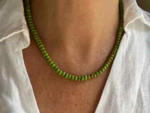 Collar en capas de piedras preciosas turquesa Kingman Arizona Mohave verde lima de 6 mm - Imagen 1 de 9