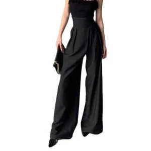 Women s Wide Leg Palazzo Pants Elastic Highs Waist Trousers Work Suit Pants - Bild 1 von 29