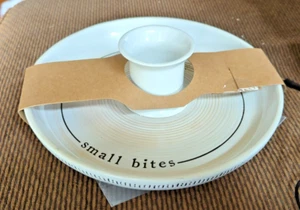 Mud Pie Reversible White Pedestal Cake Stand and Chip & Dip Platter - Picture 1 of 5