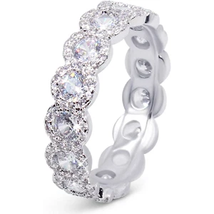 18K White Gold Plated CZ Round Cut Eternity Ring Band for Women & Girls Size 9 - Picture 1 of 6