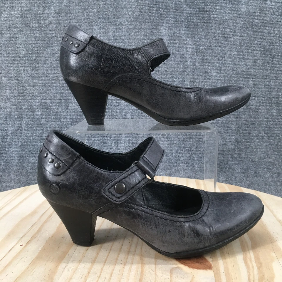 Born Shoes Womens 6 Casual Studded Mary Jane Pumps W32425 Black Leather Heels - Image 1 of 4