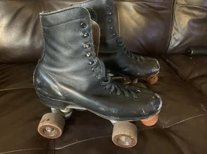 Vintage Mens Black Chicago Trophy Custom Line Roller Skates USA Size 6 - Picture 1 of 12