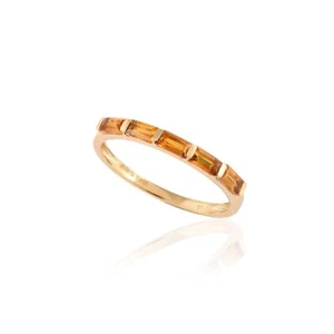 0.5 Ct Citrine Anniversary Bezel Ring 18k Solid Yellow Gold - Picture 1 of 9