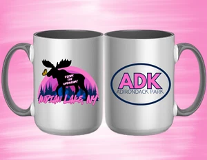 PERSONALIZED ADK MOUNTAINS GIFT: MOOSE ESCAPE THE ORDINARY 15 OZ COFFEE MUG - Picture 1 of 1