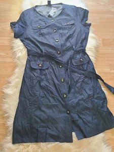 Nwt Woman's Denim SPENSE Button Down Dress Short Sleeve Tie waist Size 16 - Picture 1 of 4