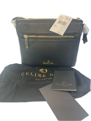 Tracolla Celine Dion in pelle Adagio ~ colore nero nuova! $188