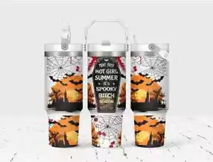 Spooky Bitch Season Flip Straw Stainless Steel Tumbler, 30 Oz - Picture 1 of 1