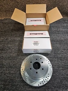 (QTY 2) Rear Drilled Slotted Brake Rotors for 2005-2015 Nissan Frontier Xterra - Picture 1 of 9