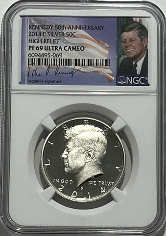 2014 P NGC PF69 ULTRA CAMEO PROOF SILVER KENNEDY HIGH RELIEF SIGNATURE Cover