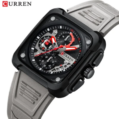 CURREN Men Square Watch chronograph Date Military WristWatch boys sport Watch - Image 1 of 4