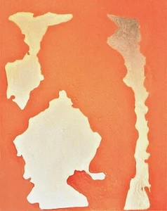 PAINTING,'#2 GOLD RESIDUE OF WAR',ACRYLIC&GOLDPAINT,ABST COMP,CANVAS,FREESHIP - Picture 1 of 3