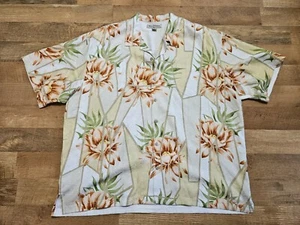 TOMMY BAHAMA men's 2XL XXL YELLOW FLORAL 100% SILK SHIRT - Picture 1 of 6