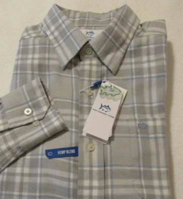 Camisa a Cuadros SOUTHERN TIDE L/S Mezcla de Cáñamo Brezo Gris Platino Talla XL NUEVA CON ETIQUETAS $118.00 Foto 1 de 3
