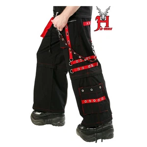 Pantalone uomo fatto a mano punk rock trasformatore nero rosso gotico - Foto 1 di 5