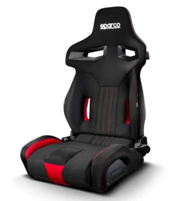 Sparco R333 黑红色赛车座椅,现代倾斜带侧螺栓 — 第 1/3 张图片