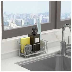 Kitchen Sink Caddy Organizer Sponge Holder With Drain Pan 304 Stainless Steel Fo - Picture 1 of 8