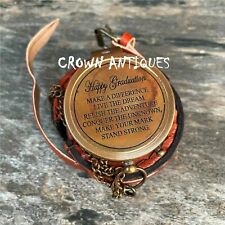 Brass Antique Pocket Compass Vintage Graduation Compass Engraved Compass W/ Case