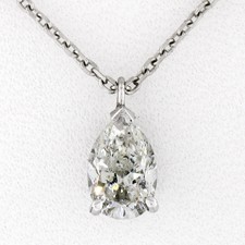 14K White Gold GIA 0.69ct Pear Diamond Tear Drop Solitaire Pendant w/ 16" Chain