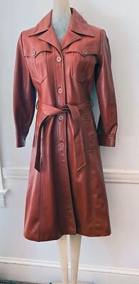 Винтажный мод Pleather загрузки длина пальто "кожаный вид" - размер 14- ZZ052 - Изображение 1 из 4