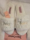 Juicy Couture Gyanna Plush W-Ivory Bling Sparkle Pearl Slippers Size 9.5/10.5