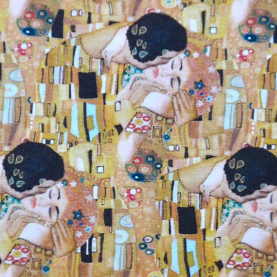 Jersey Gustav Klimt Jugendstil Gold DER KUSS Stenzo 50 x 150 cm Nähen Stoff ♕ - Bild 1 von 4