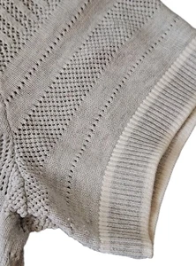 Banana Republic Women's Short Sleeve Gray White Knit Sweater Top Size L - Picture 1 of 8