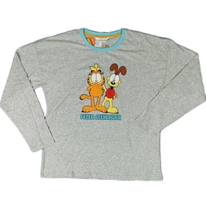 Peter Alexander Men's Garfeild Pyjama Top Size XL Long Sleeve Grey Sleep Tee - Picture 1 of 7